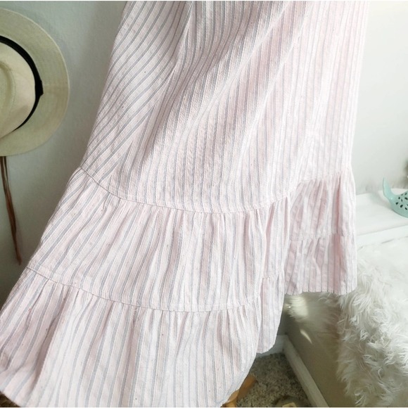 REBECCA TAYLOR NWT PINK MULTICOLOR STRIPE TANK RUFFLE DRESS Sz: 8 - Picture 7 of 16